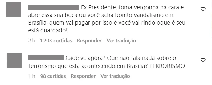 Após seis horas Bolsonaro condena invasão de radicais em Brasília